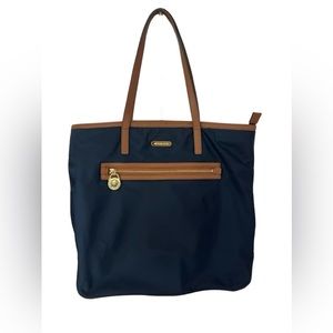 🌟EUC! MICHAEL KORS ~ Kempton ~ Nylon Satchel Tote In Navy & Brown